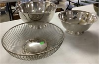 3 Silver Plate Serving Bowls