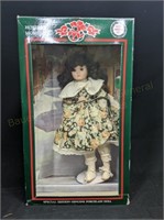 Large Christmas Porcelain Doll In Original Box