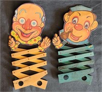 Pair of Vintage Finger Accordion Clown Toys Japan