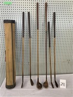 VINTAGE GOLF CLUBS AND BAG