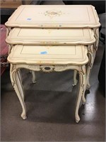 Handpainted nesting tables. Largest is 24x26x18
