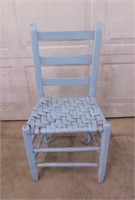 Vintage slat back chair w/ woven rattan seat,