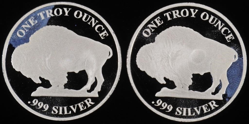 (2) 1 OZ .999 SILVER BUFFALO ROUNDS