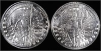 (2) 1 OZ .999 SILVER UNITY ROUNDS