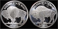 (2) 1 OZ .999 SILVER BUFFALO ROUNDS