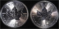 (2) 1 OZ .999 SILVER 2019 CANADIAN MAPLE ROUNDS