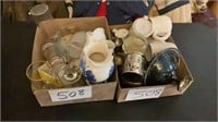 Misc glassware , pitcher, mugs , grapette bottle