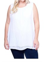 Cristina B Woen's XL Sleeveless Top, White