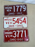 3pcs- 1960s OH license plates
