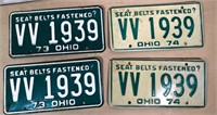 2 pair 1973 & 74 OH license plates