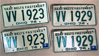 2 pair- 1974 OH license plates