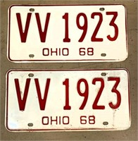 pair 1968 OH license plates
