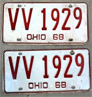 pair 1968 OH license plates