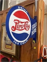 Flanged Metal Pepsi-Cola Double Sided Sign