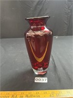 Heavy Ruby Red Glass Vase