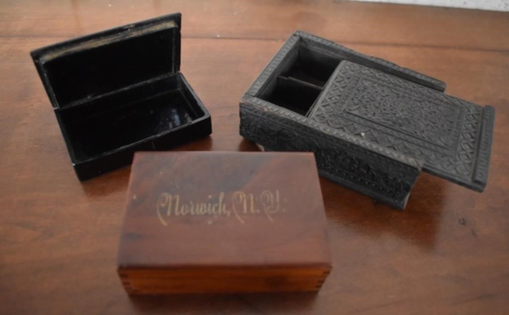 Assorted Covered Wood Boxes