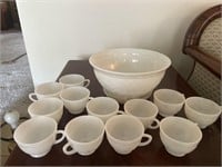 Antique punch bowl w/12 cups