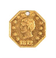 1872 "Curly Head" California Gold Token.