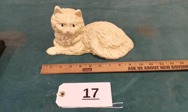 White Cast Iron Cat Door Stop