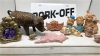 Pig Theme Collectibles, Wooden Pig 10” L x 5” H