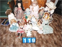 Large Lot of Porcelain Dolls