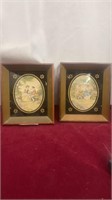 Lot of 2 Vintage Framed Embroidery Pictures
