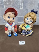 Vintage boy and girl art figures