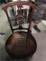 CANE BOTTOM ROUND CHAIR -CANING NEEDS REPAIR