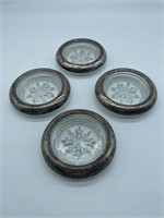 Empire Glass & Sterling Silver Coasters (2)