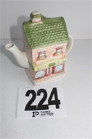 Ceramic House-Shaped Teapot 6.5" Tall (U236)