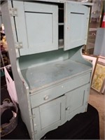 GREEN PAINTED SAMPLER HUTCH 17 BY 28" TALL