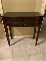 Cherry wood side table with animal print accent,