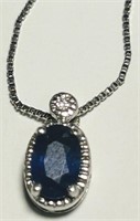 14KT WHITE GOLD SAPPHIRE PENDANT WITH