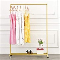 BOSURU Gold Clothes Racks with 4-Tier Wood