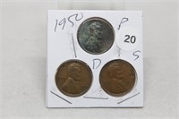 1950PDS Lincoln Cents