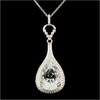 14K Gold 6.99ct Aquamarine & 0.98ctw Diamond Penda