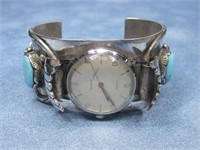 Vtg Sterling Silver Tested Watch Cuff Bracelet