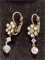 Pierced Earrings. Flowers with crystals. Overall