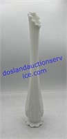 Milk Glass Swung / Stretch Paneled Vase