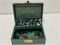 Jewelry Box W/ Various Costume Pieces And