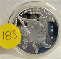 2016 YEAR OF THE MONKEY 1 OZ. SILVER ROUND