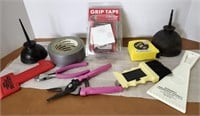 OIl cans, nippers, duct tape