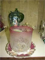 Lamp Shade, Covered Footed Bowl w/3 Handles,