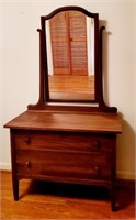 Low Two Drawer Dresser with Mirror