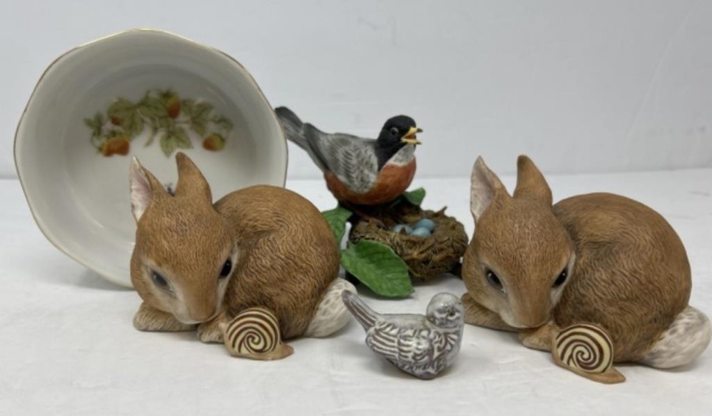 Bunnies Birds and Fruit Bowl