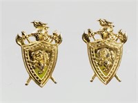 Vintage Lion Knight Bird Shield Earrings