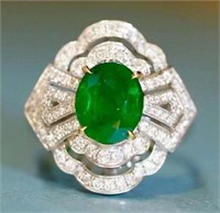3.4ct Colombian Emerald Ring 18K Gold