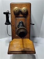 Wood Hand-Crank Wall Telephone