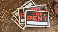 5 PACKS OF FOR RENT SIGNS