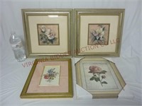 Floral Framed Prints ~ Lot of 4